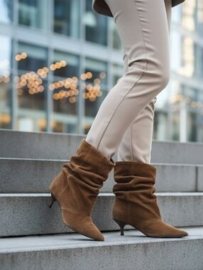 Zara Slouchy Suede Ankle Boots Brown Pointed Toe Size 41 New With Tags